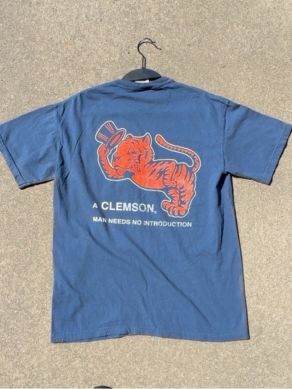 Vintage Y2K Clemson Tigers Comfort Colors Pocket T-Shirt Men’s Medium Faded Navy